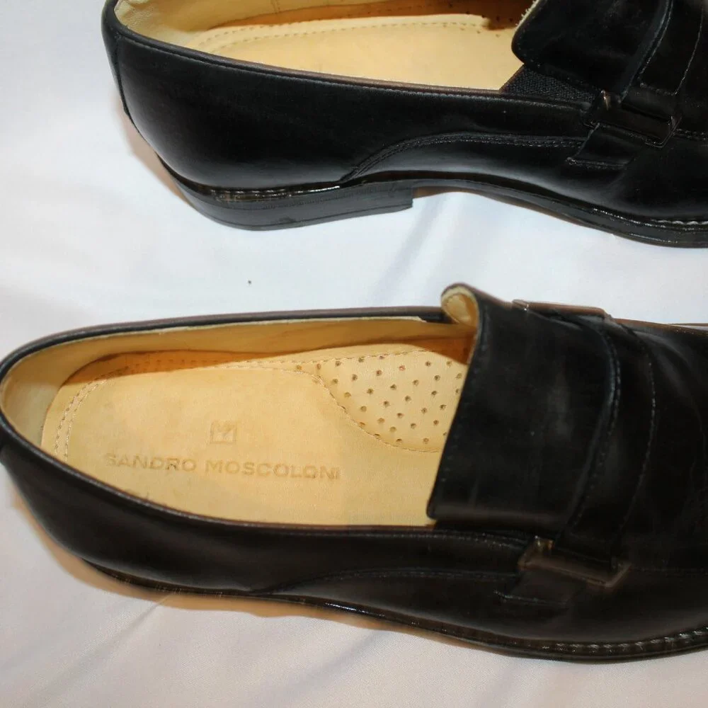 NEW SANDRO‎ MOSCOLONI MEN'S BLACK LEATHER MOC TOE LOAFER SZ 13